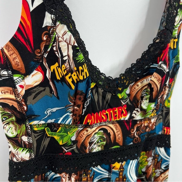 Shrine Of Hollywood Vintage Cocktail Dress Classic Monster Print - Picture 9 of 12